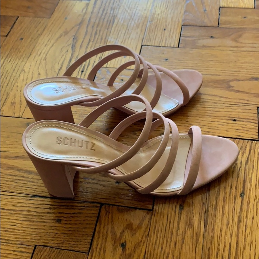 Schutz suede pink strappy heel - size 8.5